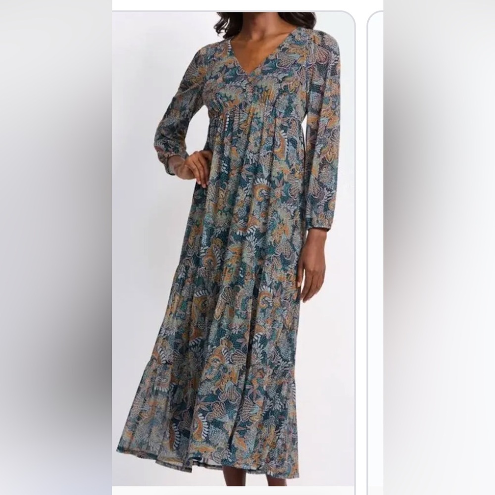 NWT Navy Print Long Sleeve Dress 2X